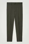 Cos Regular Wool Straight-leg Trousers In Green