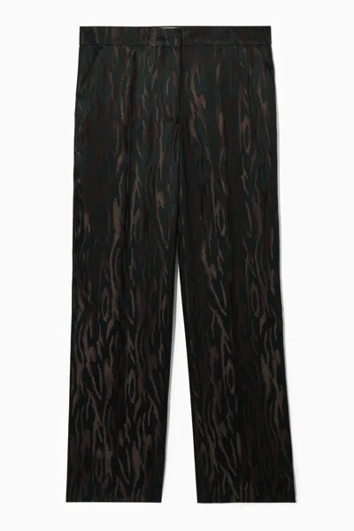 Cos Zebra-jacquard Tailored Trousers In Brown