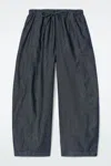 Cos Barrel-leg Denim Drawstring Trousers In Blue In Blue