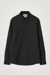Cos Relaxed Brushed Cotton-blend Shirt In Black