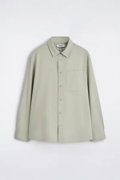 Cos Relaxed Brushed Cotton-blend Shirt In Beige In Sand