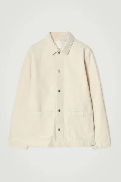 Cos Relaxed Chainstitched Denim Overshirt In White
