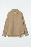 Cos Corduroy Half-placket Shirt In Beige