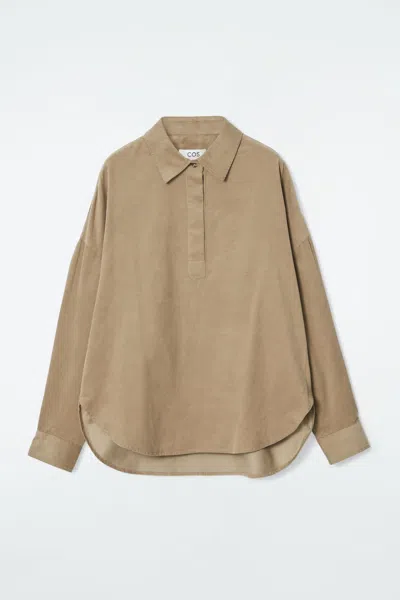 Cos Corduroy Half-placket Shirt In Beige