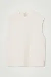 Cos Relaxed Cotton Crew-neck Vest In White