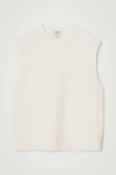 Cos Relaxed Cotton Crew-neck Vest In White
