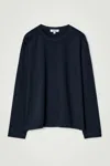 Cos Relaxed Cotton-jersey Long-sleeved T-shirt In Blue