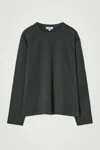 Cos Relaxed Cotton-jersey Long-sleeved T-shirt In Green