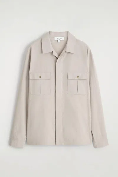 Cos Relaxed Cotton Overshirt In Beige In Sand