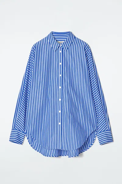 Cos Relaxed Cotton Shirt In Blue