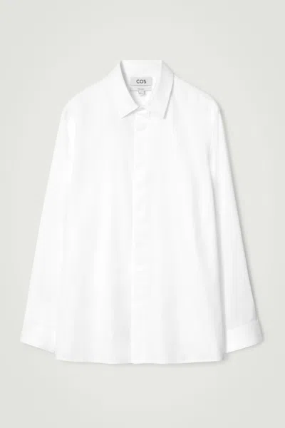 Cos Relaxed Cotton Shirt In White