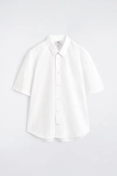Cos Relaxed Cotton Short-sleeved Shirt In White
