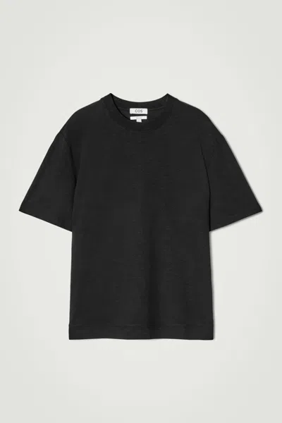 Cos Relaxed Cotton T-shirt In Black