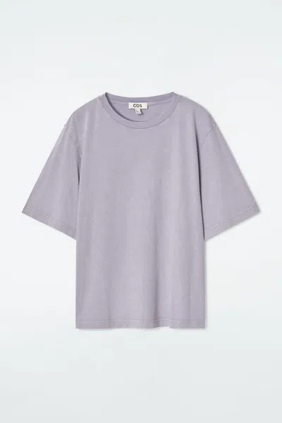 Cos Relaxed Cotton T-shirt In Purple