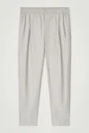 Cos Elasticated Cotton Tapered Trousers In Brown