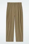 Cos Relaxed Cotton Wide-leg Trousers In Beige