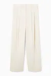 Cos Relaxed Tailored Wide-leg Trousers In Beige In Beige