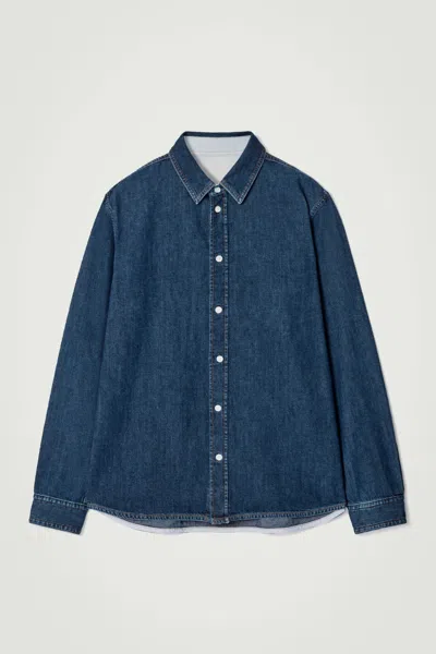 Cos Relaxed Denim Overshirt In Blue