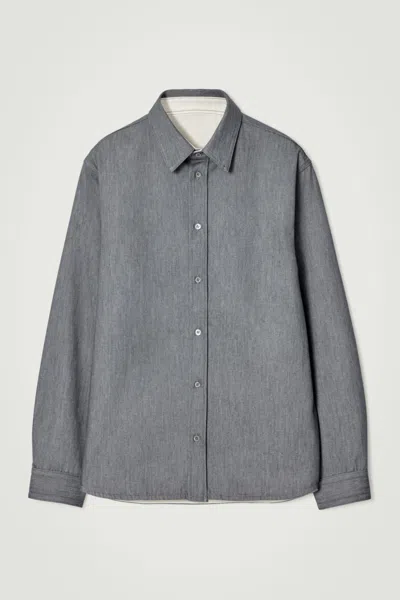 Cos Relaxed Denim Overshirt In Grey