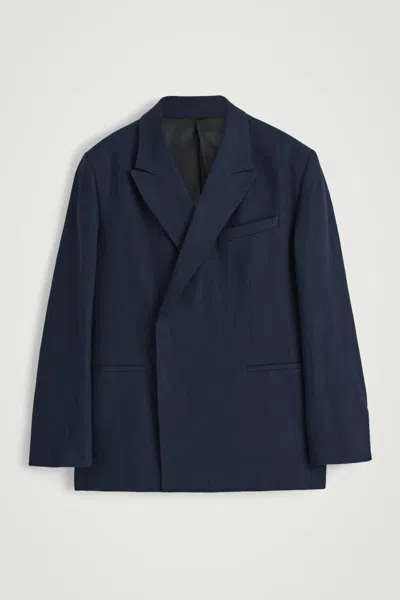 Cos Relaxed Double-breasted Linen Blazer