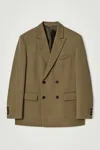 Cos Relaxed Double-breasted Wool Blazer In Beige
