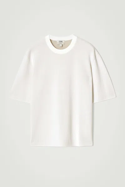 Cos Relaxed Double-faced Knit T-shirt In White