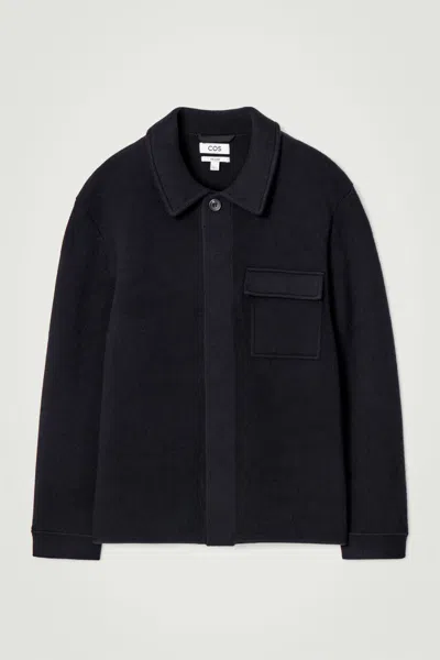 Cos Relaxed Double-faced Wool Overshirt In Blue
