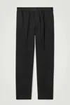 Cos Relaxed Elasticated Pinstriped Trousers In Black