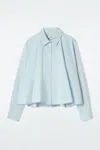 Cos Relaxed Flared Cotton Shirt In Blue