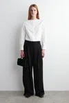 Cos Relaxed Fluid Wide-leg Trousers In Black