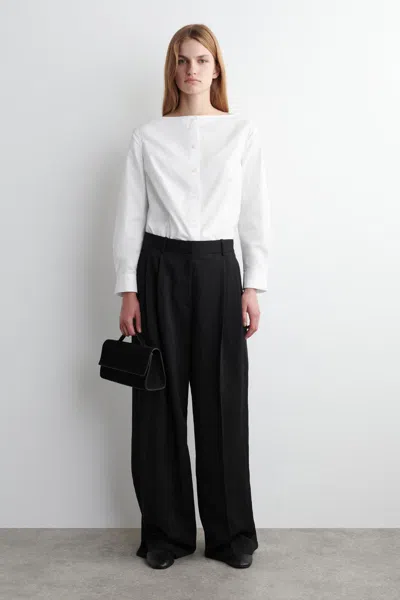 Cos Relaxed Fluid Wide-leg Trousers In Black