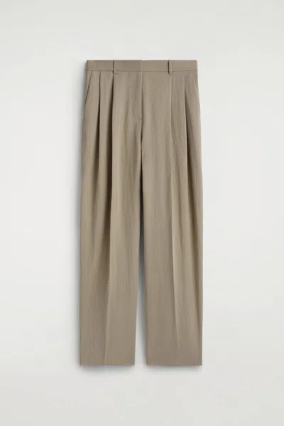 Cos Relaxed Fluid Wide-leg Pants In Brown