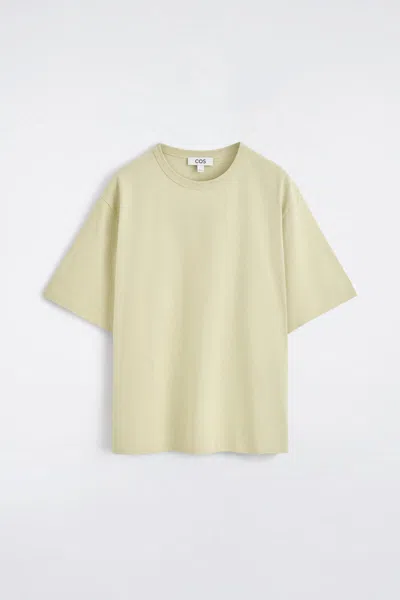 Cos Relaxed Garment-washed Cotton T-shirt In Green