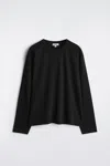 Cos Relaxed Jersey Interlock Long-sleeved T-shirt In Black