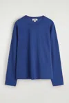 Cos Relaxed Jersey Interlock Long-sleeved T-shirt In Blue