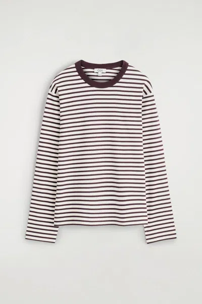 Cos Relaxed Jersey Interlock Long-sleeved T-shirt In Red