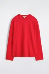 Cos Relaxed Jersey Interlock Long-sleeved T-shirt In Red In Red