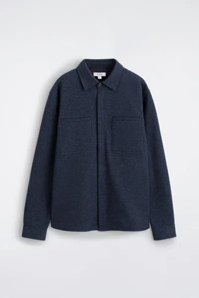 Cos Relaxed Jersey Overshirt In Navy