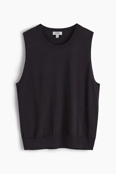 Cos Relaxed Knitted Silk Vest In Brown