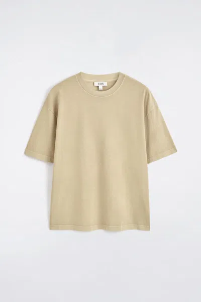 Cos Relaxed Lightweight Cotton T-shirt In Beige In Neutral
