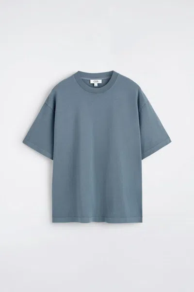 Cos Relaxed Lightweight Cotton T-shirt In Blue
