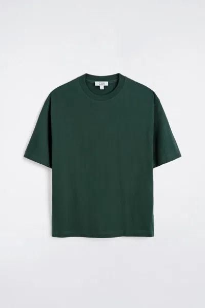 Cos Relaxed Lightweight Cotton T-shirt In Green
