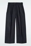 Cos Relaxed Linen-blend Wide-leg Trousers In Blue