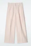 Cos Relaxed Linen-blend Wide-leg Trousers In Pink In Pink