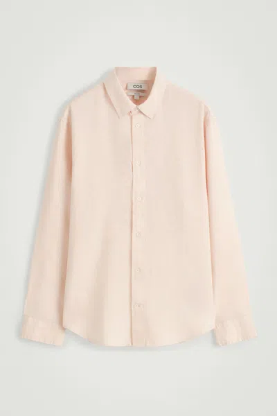 Cos Relaxed Linen Long-sleeved Shirt In Orange