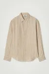 Cos Relaxed Linen Long-sleeved Shirt In Orange