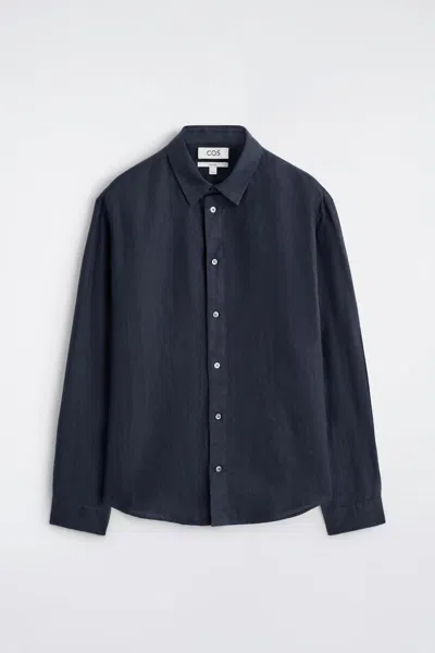 Cos Relaxed Linen Shirt In Blue