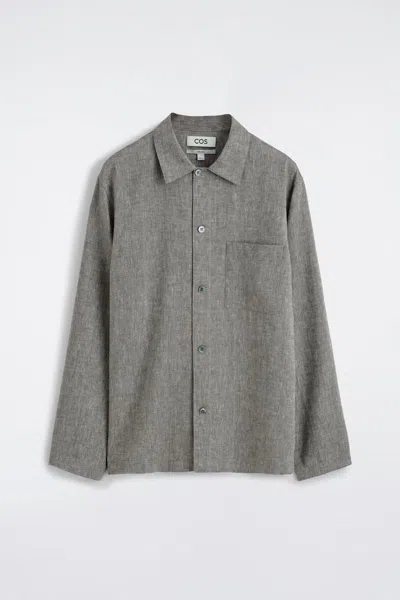 Cos Relaxed Linen Shirt In Brown In Gray