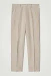 Cos Relaxed Linen Tapered Trousers In Beige
