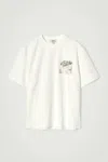 Cos Relaxed Marble-print Cotton T-shirt In White